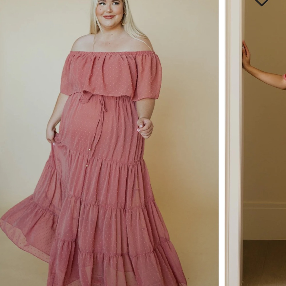 Strapless mauve dot dress